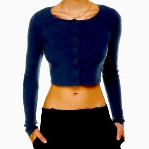 Aritzia Sunday Best Izzy Cardigan Navy Cropped Sweater